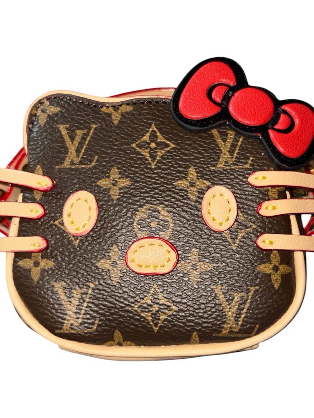 Upcycled Brown Monogram Hello Kitty Coin Pouch